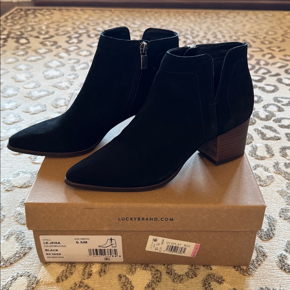 Lucky Brand Jeisa  Black Suede Ankle Booties